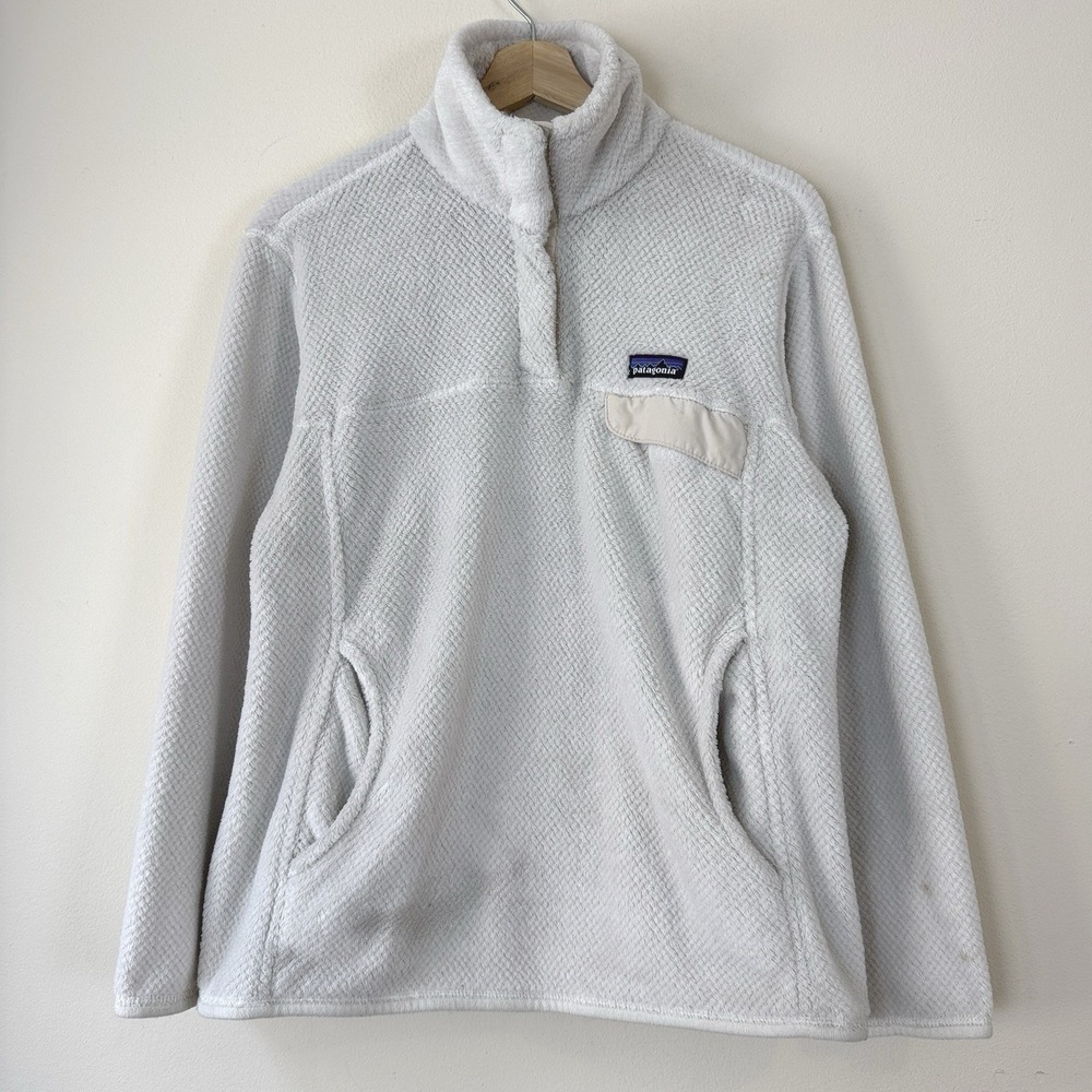 Patagonia Women's Re-Tool Fleece Pullover Pearl White Sweatshirt - Large